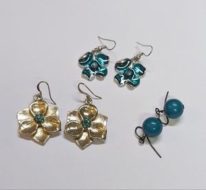 Teal Tropical Boho Earring Trio